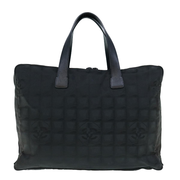 CHANEL New Travel Line Tote Bag Nylon Black CC Auth fm3104 - Picture 3 of 16